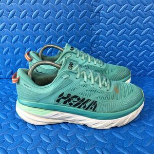 Hoka One One Bondi 7 Womens Running Shoes Blue Comfort Athletic Sneakers Size 10